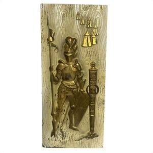 Vintage PEERAGE Embossed Brass Medieval Knight Wall Hanging Plaque England